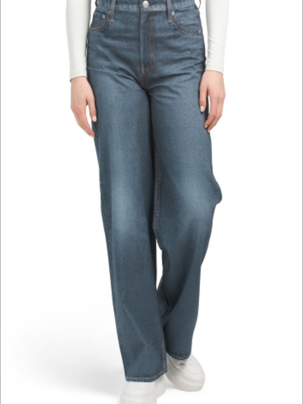rag & bone Blue High-Rise Wide Leg Jeans